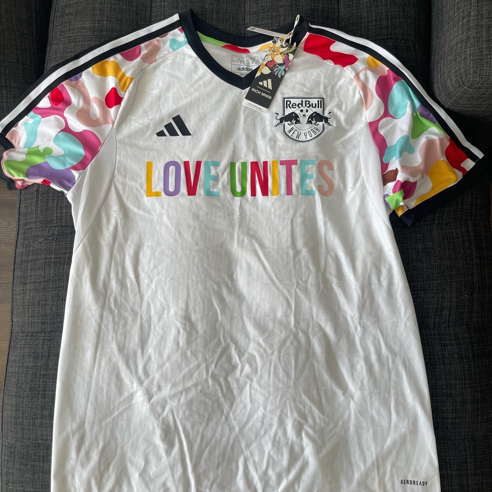 Adidas x NY Red Bulls MLS Love Unites White Jersey LIMITED EDITION.